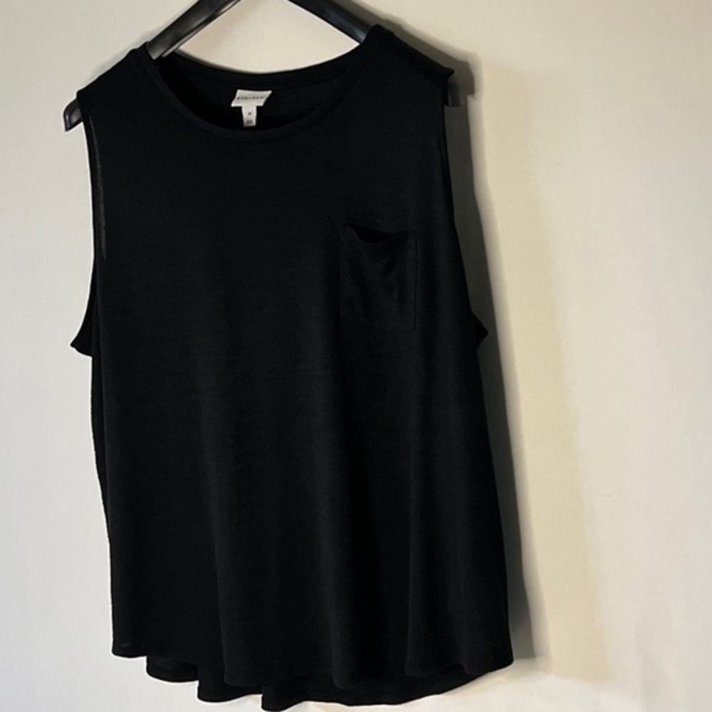 AVA & VIV Women's Plus Black Stretch Pocket Sleeveless Sweater Vest sz 3X.